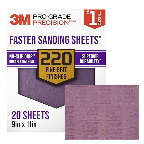 3M Advanced Sandpaper 20 Sheets 220 Grit Pro Grade Precision No-Slip Grip — best Best Sandpaper & Abrasive Sheets pick