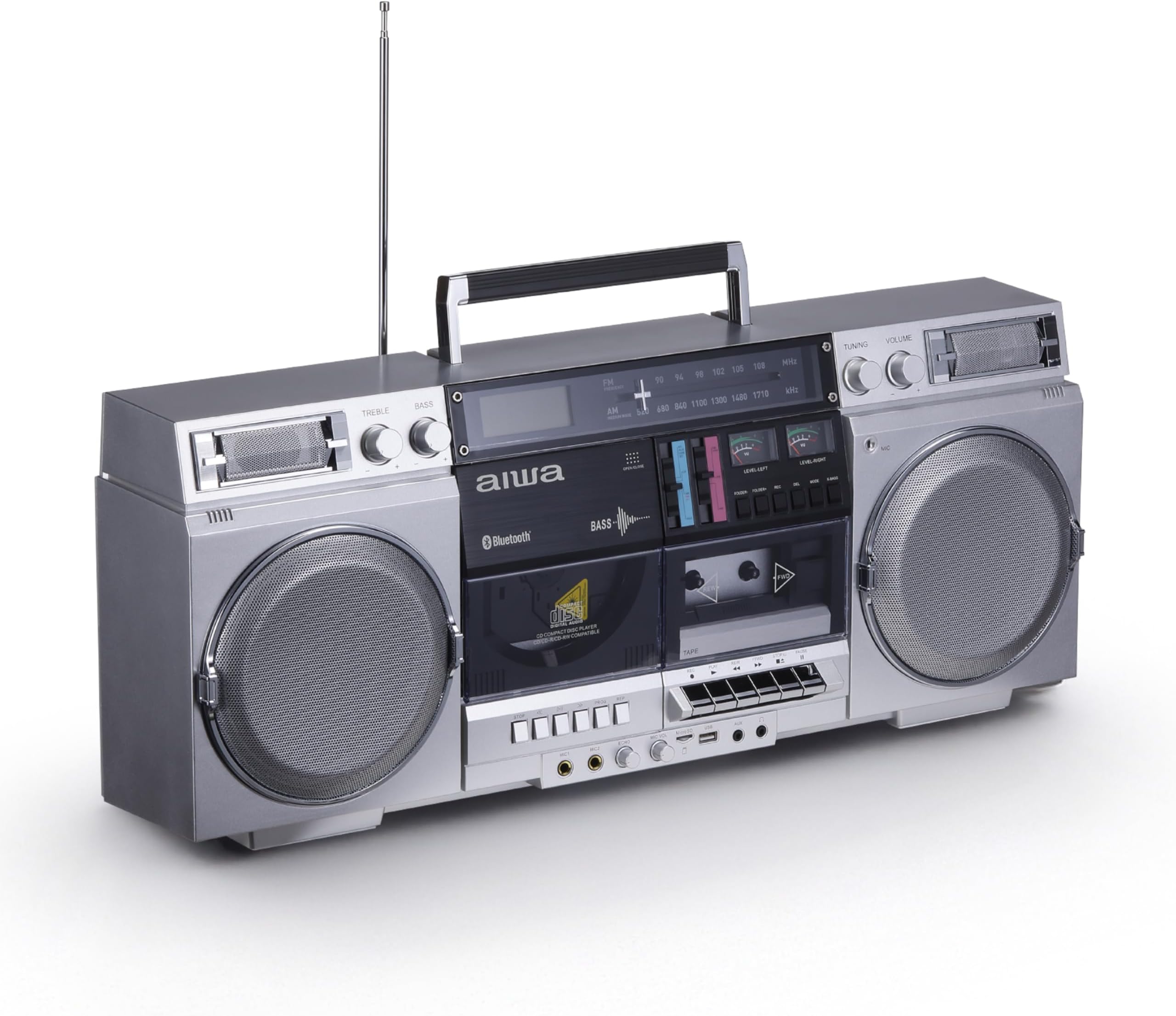 Amazon.com: aiwa Retro Boombox CD Player with Cassette Recording ...