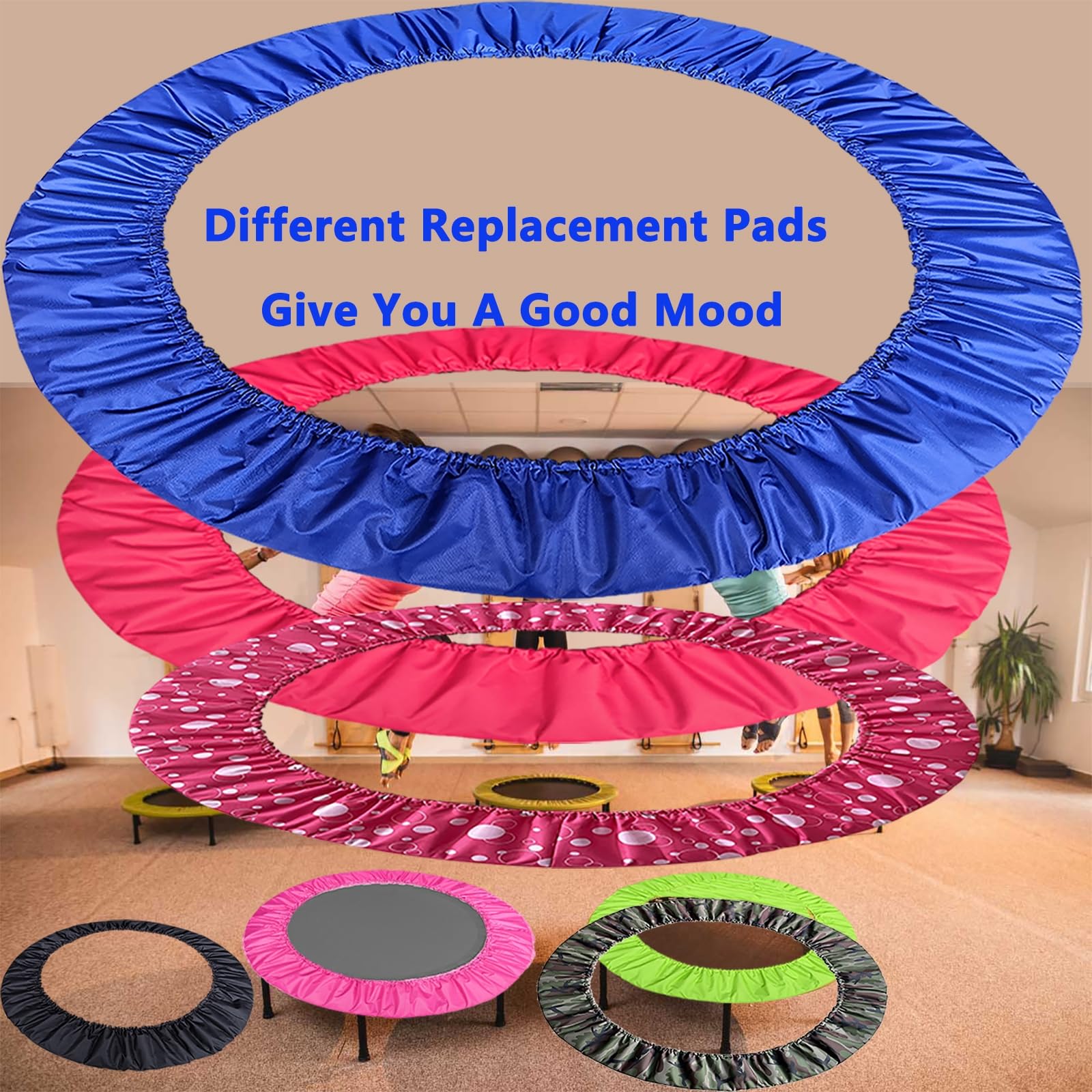 Mini Trampoline Spring Cover 36 38 40 45 60inch Small Trampoline Pad Replacement 3 Layers Thickened & Widened, 800D Tear-Resistant Oxford Cloth, fit Indoor Trampoline for Toddlers ,Camouflage,101cm(40