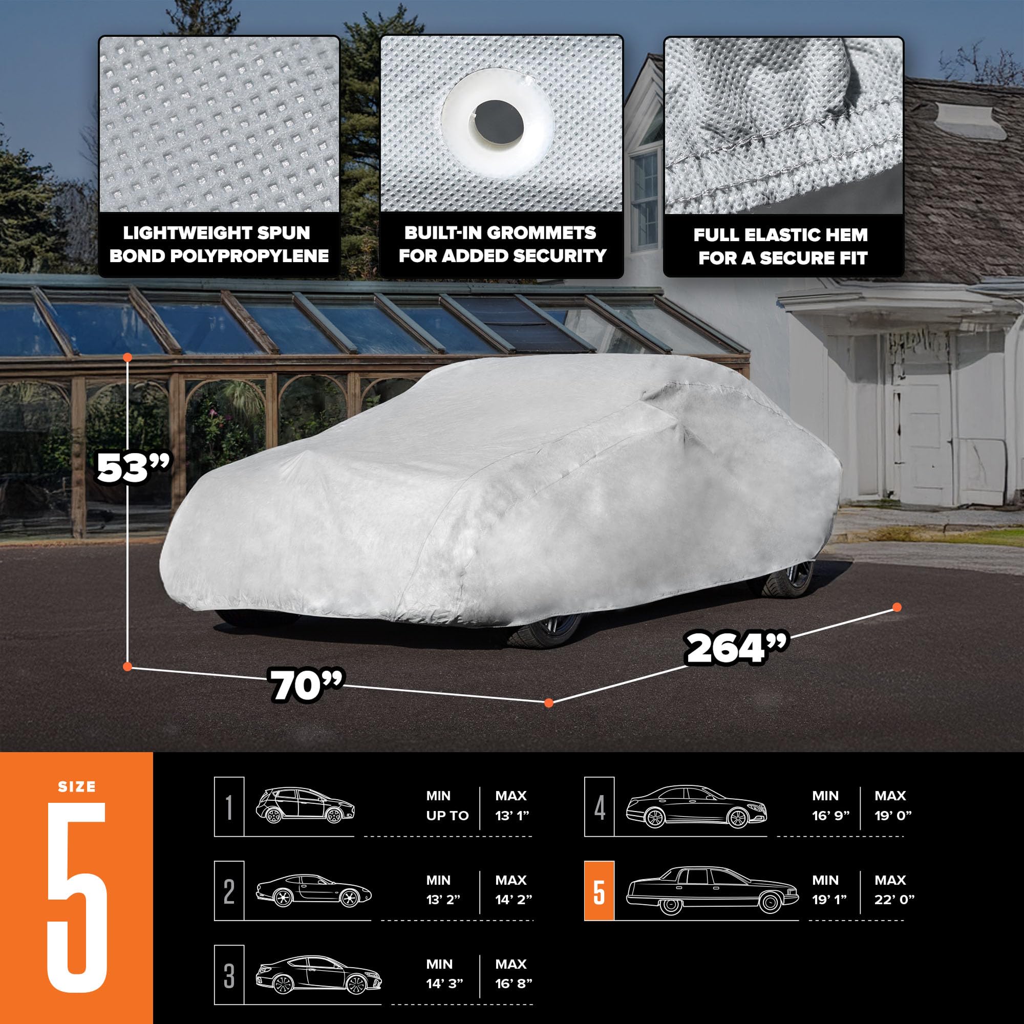 Budge Lite Car Cover Indoor Protection Breathable Dustproof Cover Fits Full-Size Sedans up to 264 Inches Gray Size — view 4