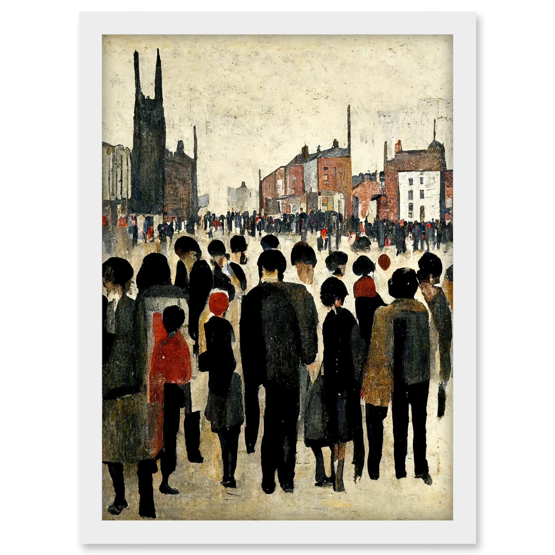 Doppelganger33 LTD 1940 Mid Century Industrial Northern Crowds In Street Cityscape Artwork Framed A3 Wall Art Print