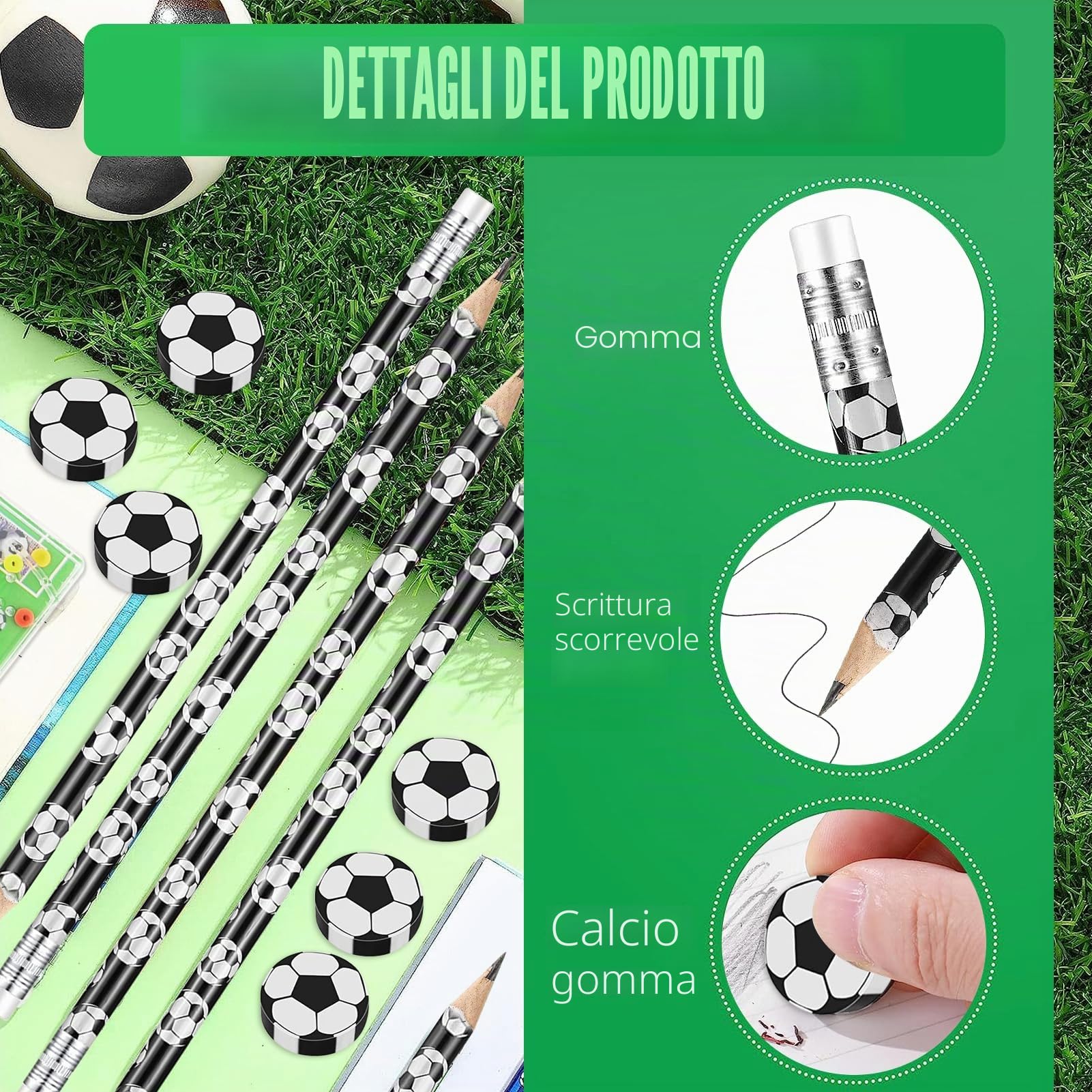 12 Pezzi Gomme da Cancellare da Calcio,12 Pezzi Matite con Gomma da Calcio,12 Pezzi Gioco di Flipper Calcio,Set di Cancelleria a Tema Calcio,Sportivo per Matite,Mini Carino Gomma Cancellare Calcio