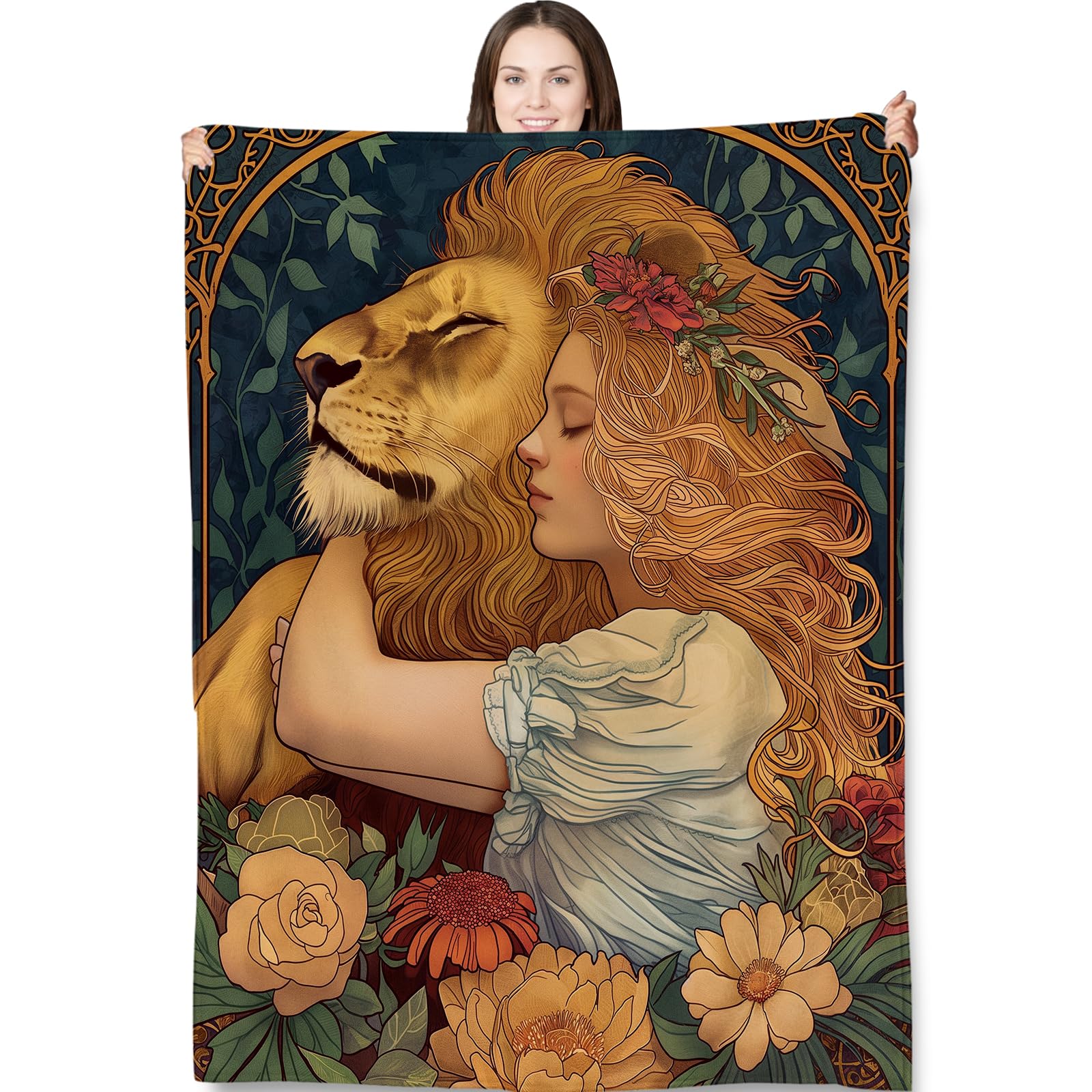 Coperta Morbida In Microfibra Con Leone Blu E Fulmini - 152x127 Cm, Ideale Per Divano E Letto, Regalo Uomo Donna