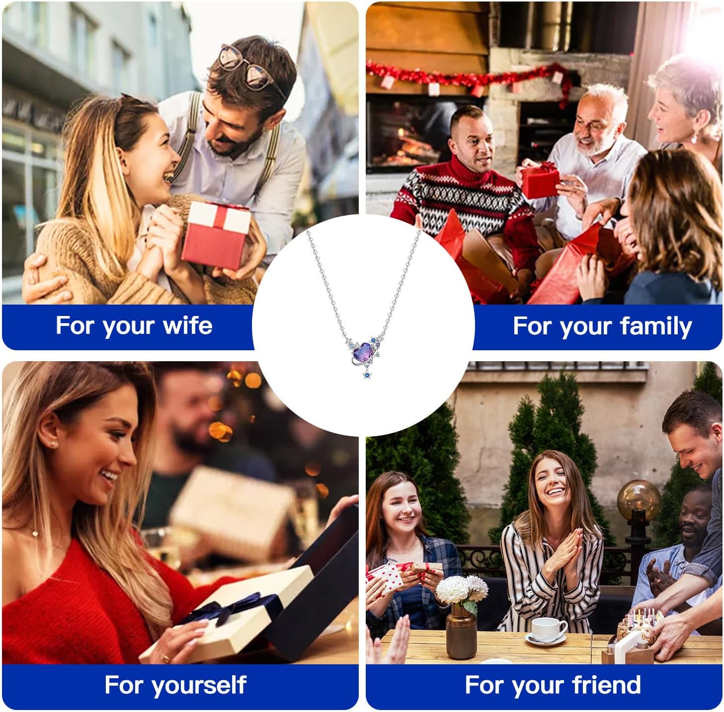 925 Sterling Silver Necklace for Women，Dainty Purple Love Planet Pendant Necklace, Galaxy Solar System Jewelry Gift for Her Valentine's Day, Adjustable 16-18in Chain，Basic Multifunctional Accessories Suitable for Multiple Occasions and Daily Wear - Image 5