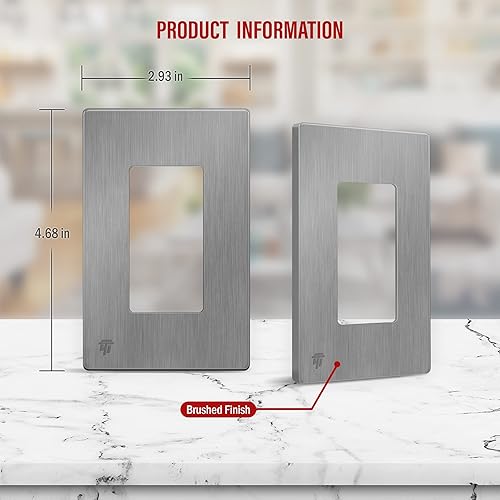 Miniatura 755 de ENERLITES SI8834-BK - Placa de pared decorativa sin tornillos, cubierta de enchufe segura, 4 entradas, 4.68 x 8.30 pulgadas (alto x largo), Negro