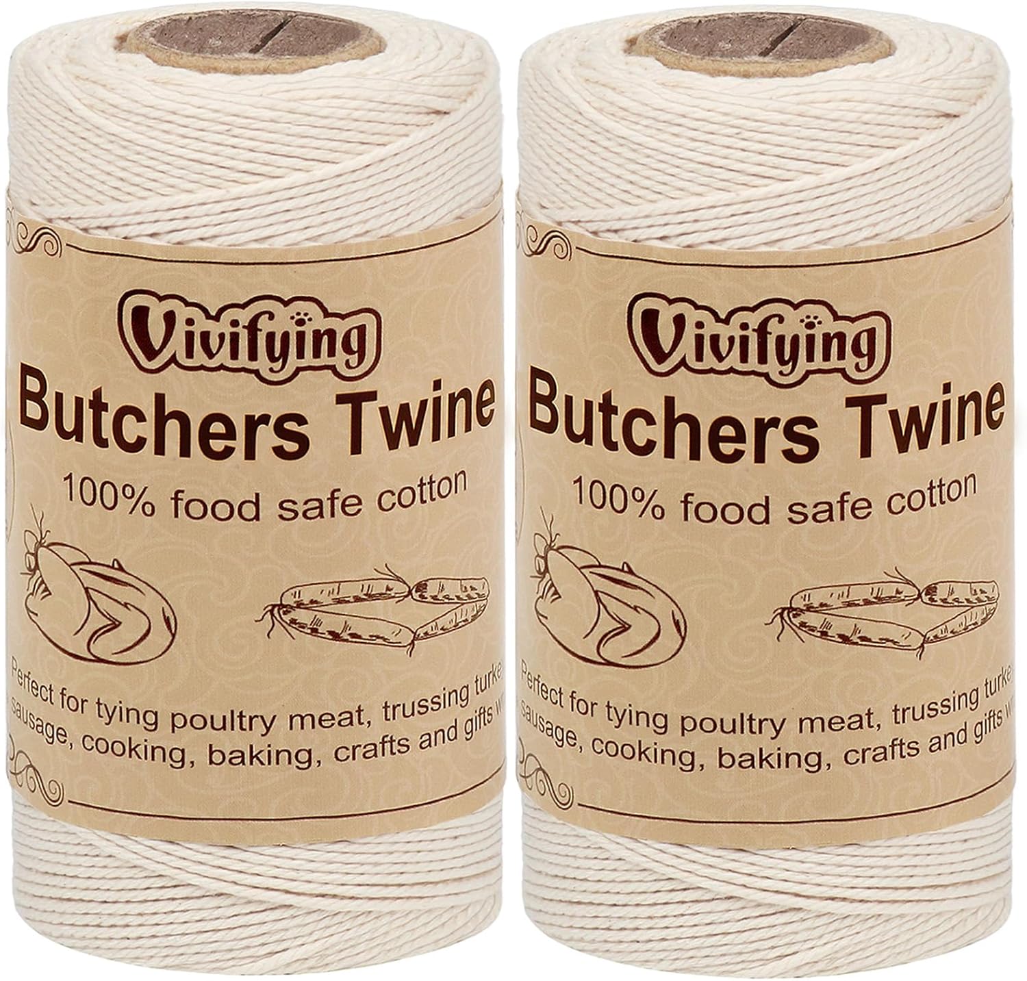 Vivifying 2pcs Butchers String, 100M/328 Feet 3ply Cotton Butchers ...