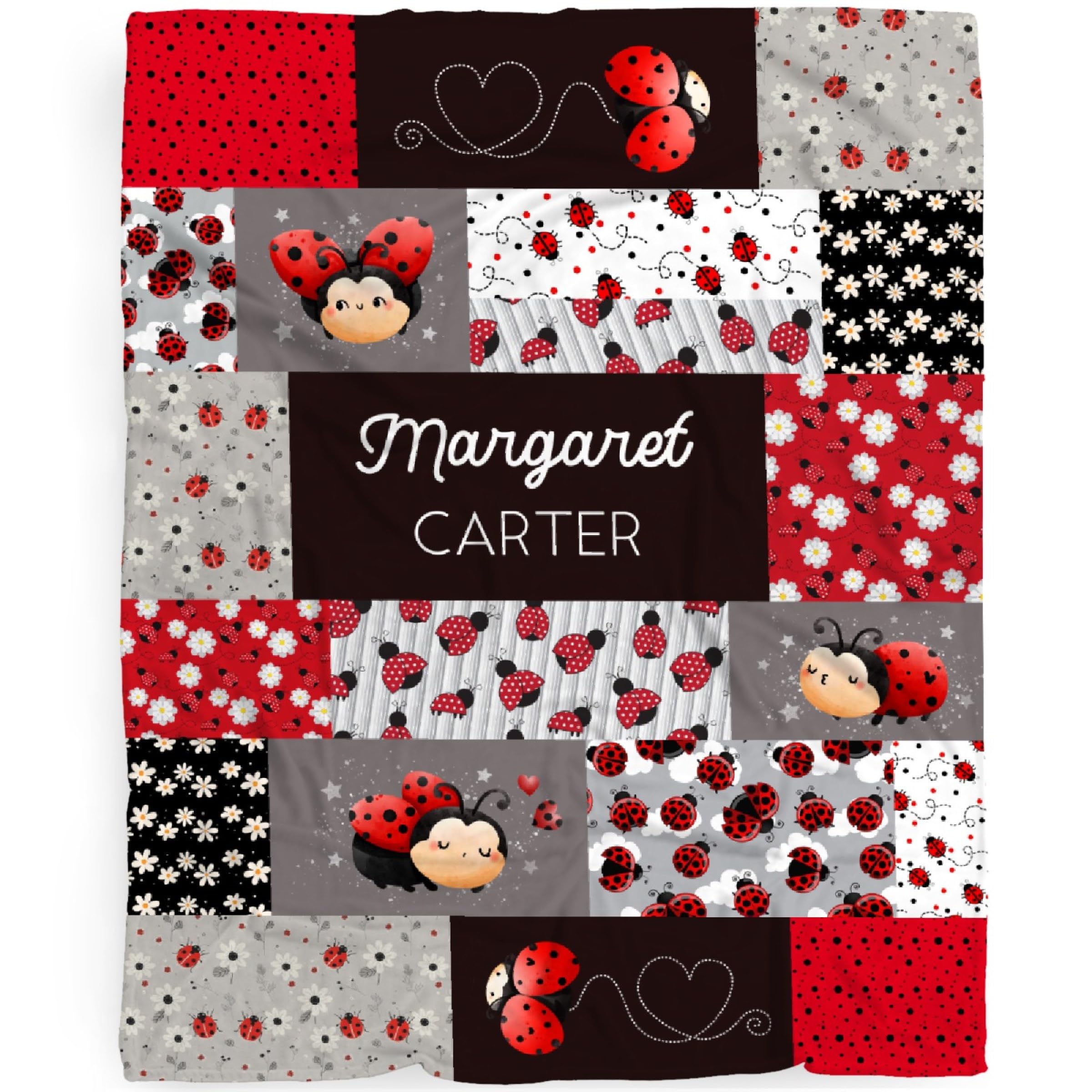Custom Lady-Bug Plaid Baby Blanket Gifts Super Soft Personalized Lady-Bug Toddler Blanket for Boys Girls, Newborn, Infant Nursery Crib 30x40 in for Pet/Toddler