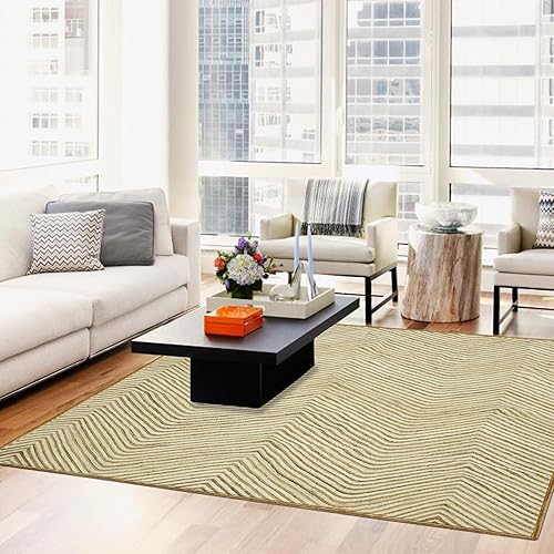 Miniatura 2 de CASAVANI Collection - Alfombra cuadrada de 6 x 6 pies, color beige, geométrica, de algodón y yute, ideal para zonas de alto tráfico en pasillo,