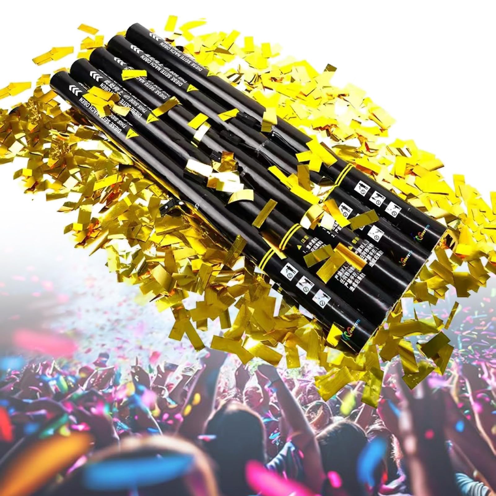 25 Elektrische Konfettikanonen, Luftbetriebene Partyknaller, 80cm Lange Konfettikanonen, FüR Abschlussfeiern, Hochzeiten, Silvester Und Weihnachten Gold
