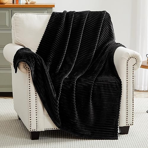 Miniatura 1 de Geniospin Manta de forro polar, 280 GSM, extra suave, ligera, con tiras, mantas acogedoras y mullidas para sofá, cama, acogedora, cálida y