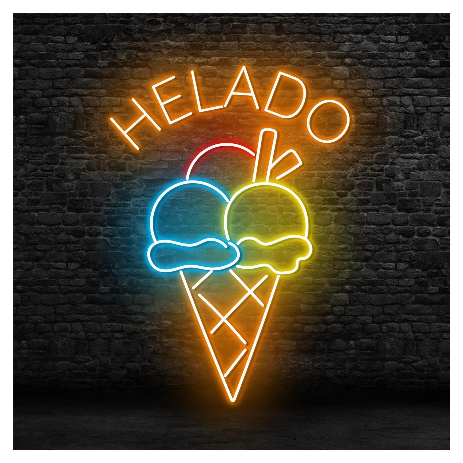 Insegna al Neon Insegna Al Neon Helado Con Luce LED Dimmerabile Per Gelateria, Pasticceria, Bar, Caffetteria Spagnola, Arredamento Per Attività Commerciali, 50cm
