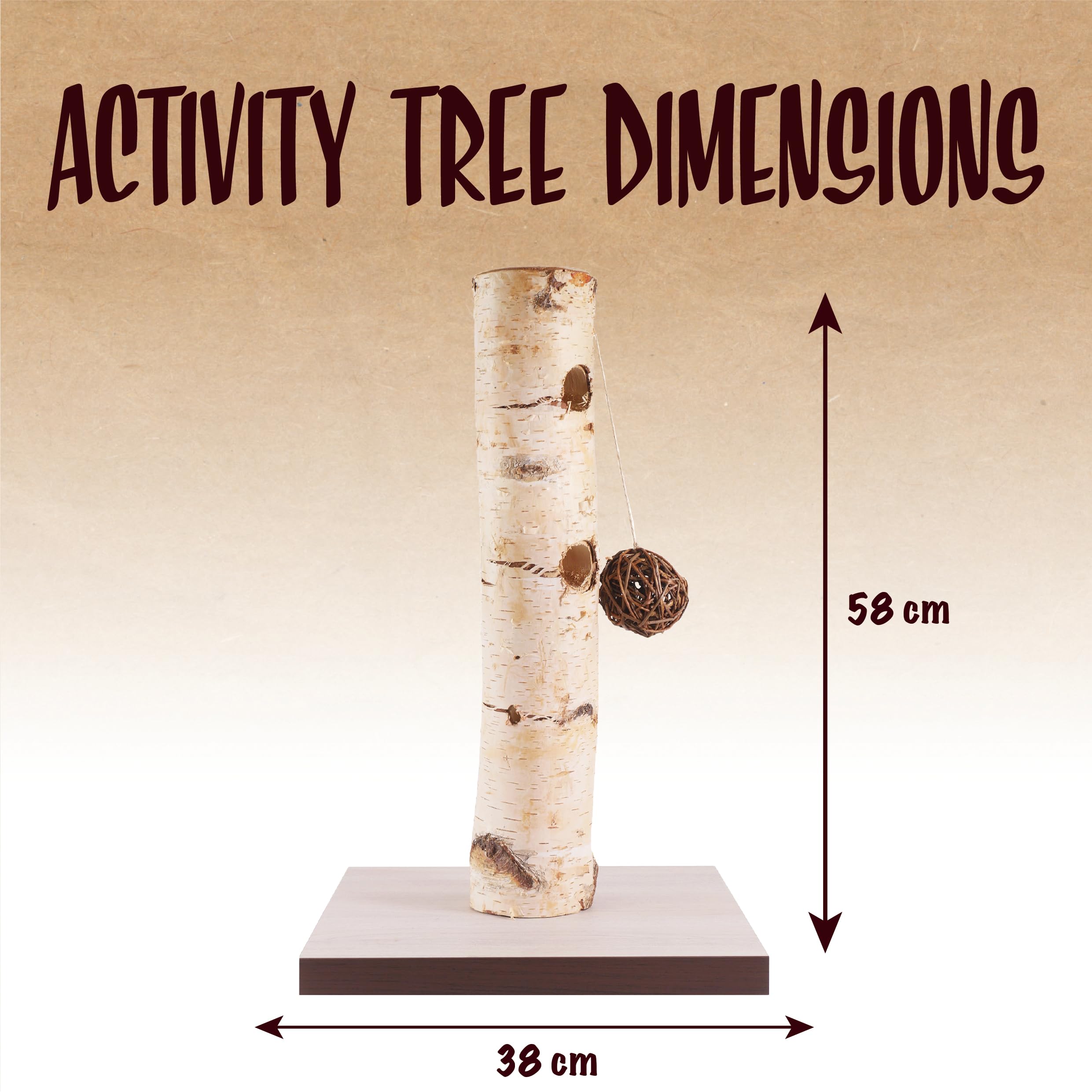 Rosewood Naturals Árbol de Actividades con Mini Bolas de Hierba gatera y Palos, Juguetes para gatos, 38 x 58 cm