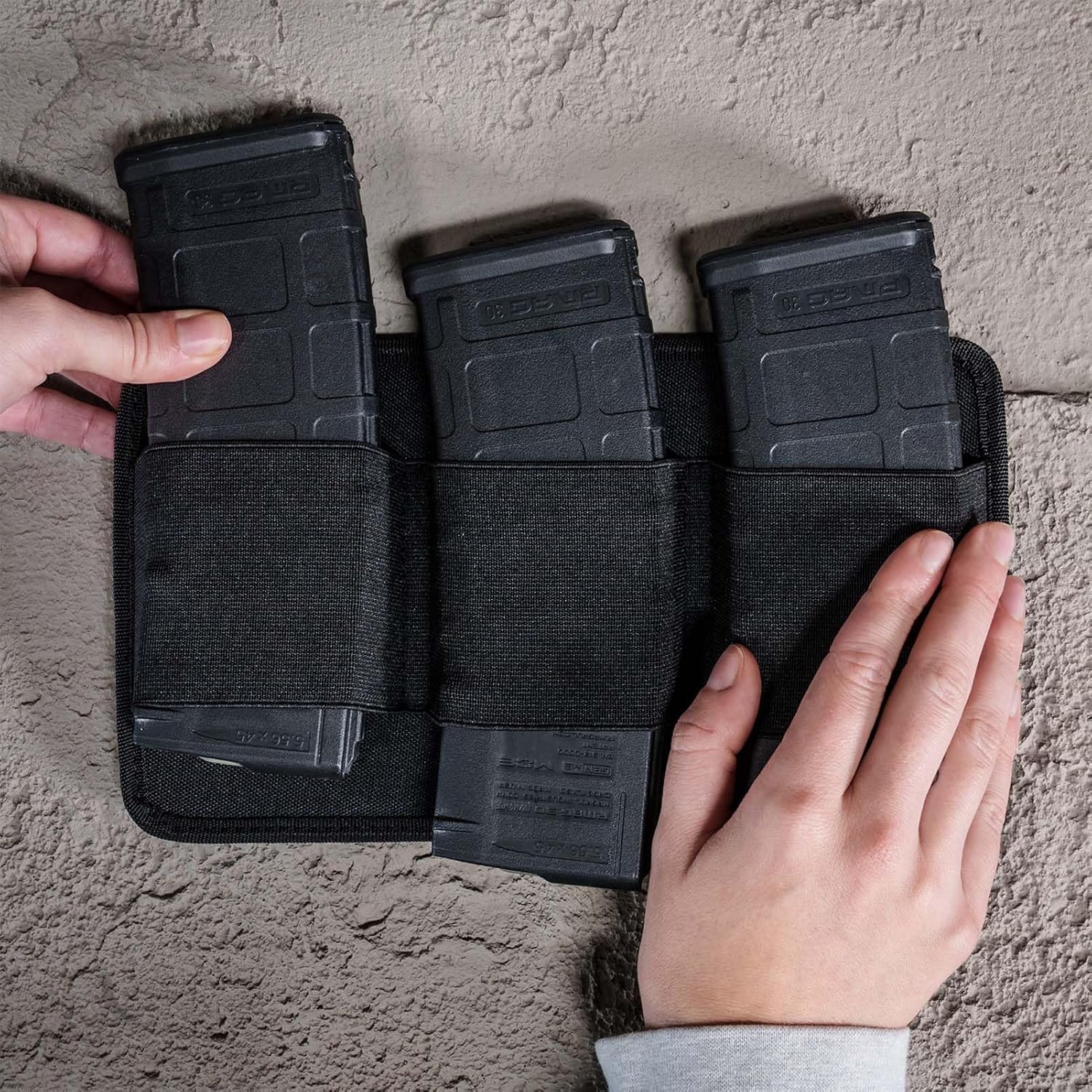 GRITR Hook & Loop Mag Holder - Compatible with 9mm, .40, .45, .223/5.56, 7.62x39, .308 Mags - Fit Range Bags, Gun Safes & EDC Setups