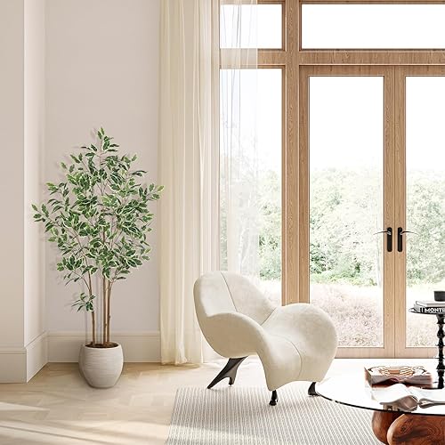 Miniatura 7 de Ficus Tree Artificial - Árboles de ficus artificiales de 5 pies para interiores con tronco natural y hojas realistas, árbol de ficus falso para