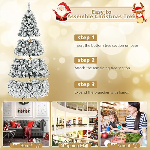 Miniatura 5 de Árbol de Navidad artificial preiluminado de 7.5 pies con 1010 puntas de ramas de PVC, 450 luces LED blancas cálidas preencordadas, bisagras de metal