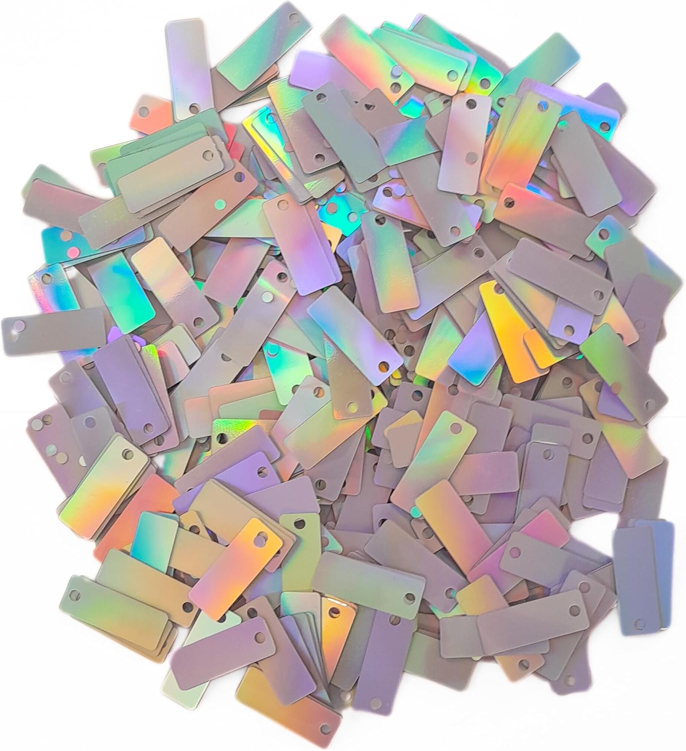 38mmX15mm (1.50''x0.59'') Bulk Loose Iridescent Large Top Hole Rectangular Sequins, Embriodery Disc Sequins for Craft DIY Sewing Decorations Arts 150 Pieces (Rainbow208)