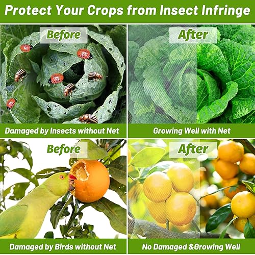 Miniatura 5 de Cludoo Kit de 67 redes de malla de jardín, 6 juegos de aros de jardín anchos con cubiertas de jardín de 10 x 20 pies, red de pájaros y 12 clips,
