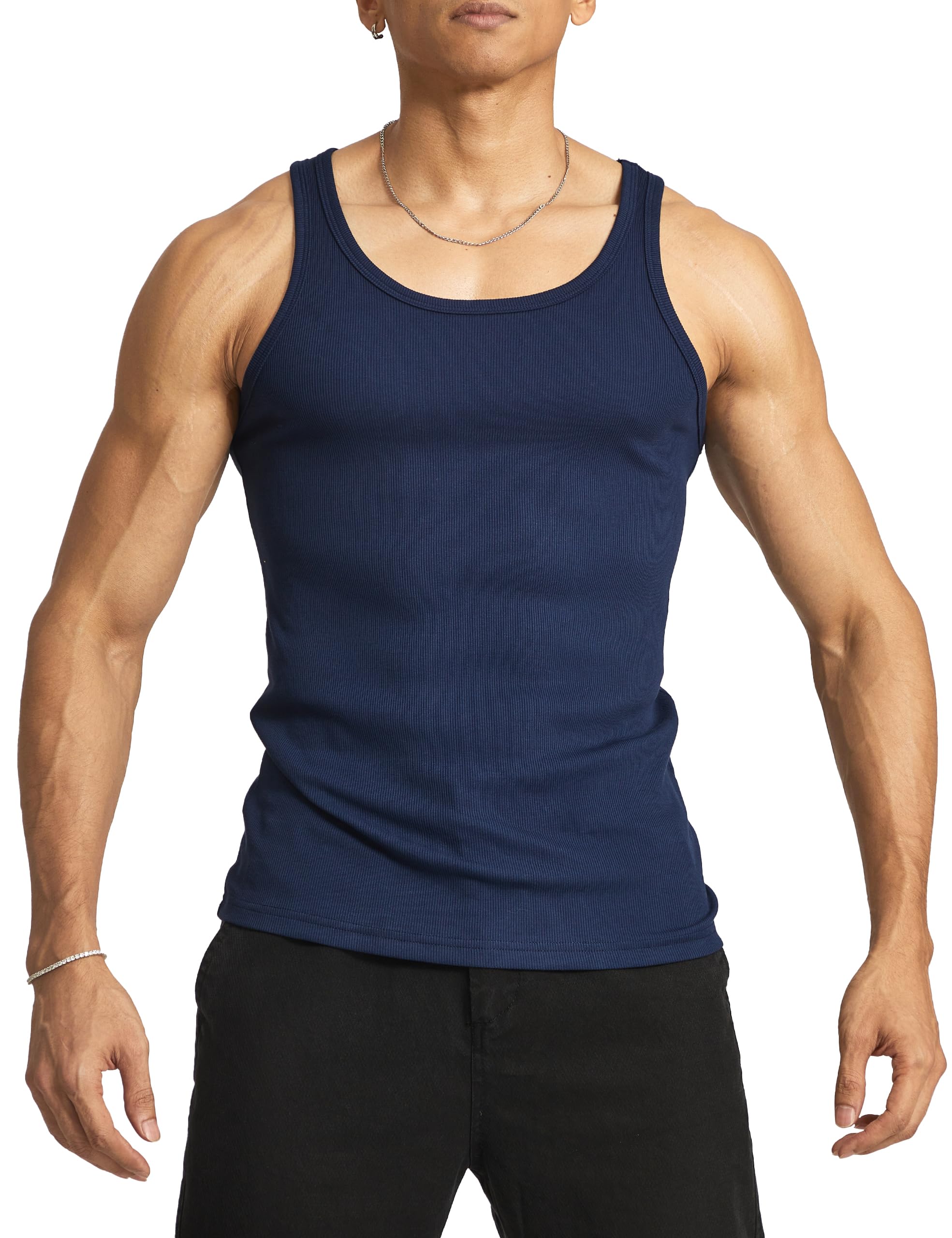 Ouber Men's Ribbed Gym Tank Top Fitness Workout Muscle Sleeveless Bodybuilding Shirt