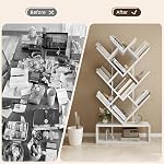 YOSHOOT 7-Tier Tree Bookcase with LED Lights - Floor Standing Corner Storage Shelf, Ideal for Living Room, Bedroom and Home Office, White
