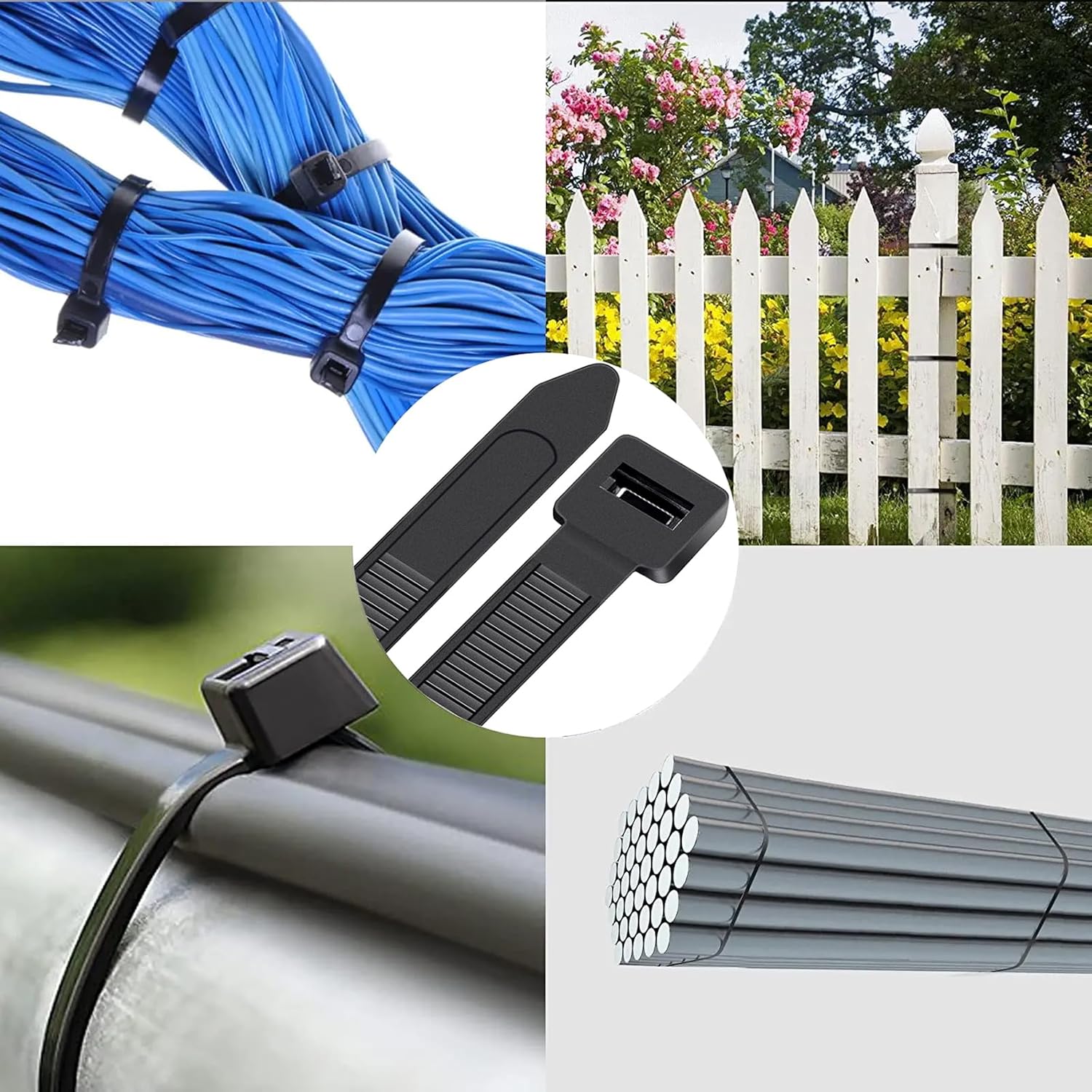 Black Zip Ties Heavy Duty 18 Inch Outdoor, 250lb Extra Large Cable Tie Wraps Long Plastic Wire Ties Wide Big Strong Thick Zipties 50 Pack