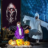 Vista 5 de FOIMAS Póster de Halloween para ventana, póster de esqueleto sangriento, decoración para fiesta de Halloween, decoración del hogar, accesorios