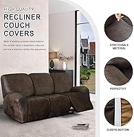 Vista 45 de Fundas para sillas reclinables con aspecto de cuero, funda elástica de 4 piezas, funda suave para silla reclinable, protector de muebles lavable