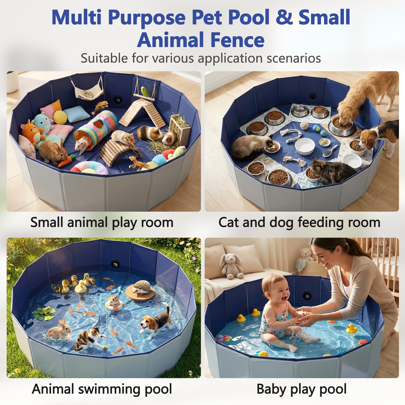 Recinto per piccoli animali da esterno 100x30 cm impermeabile pieghevole vasca da bagno portatile