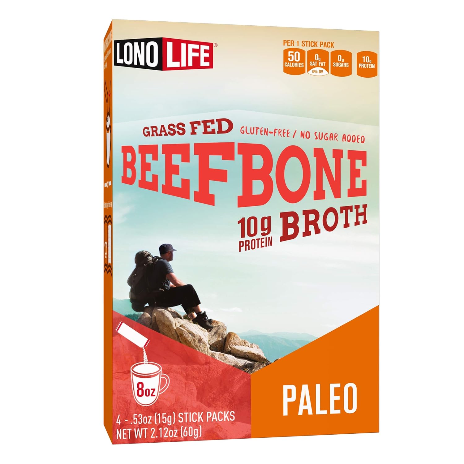 LonoLife Beef Bone Broth Sticks 10g Collagen Protein