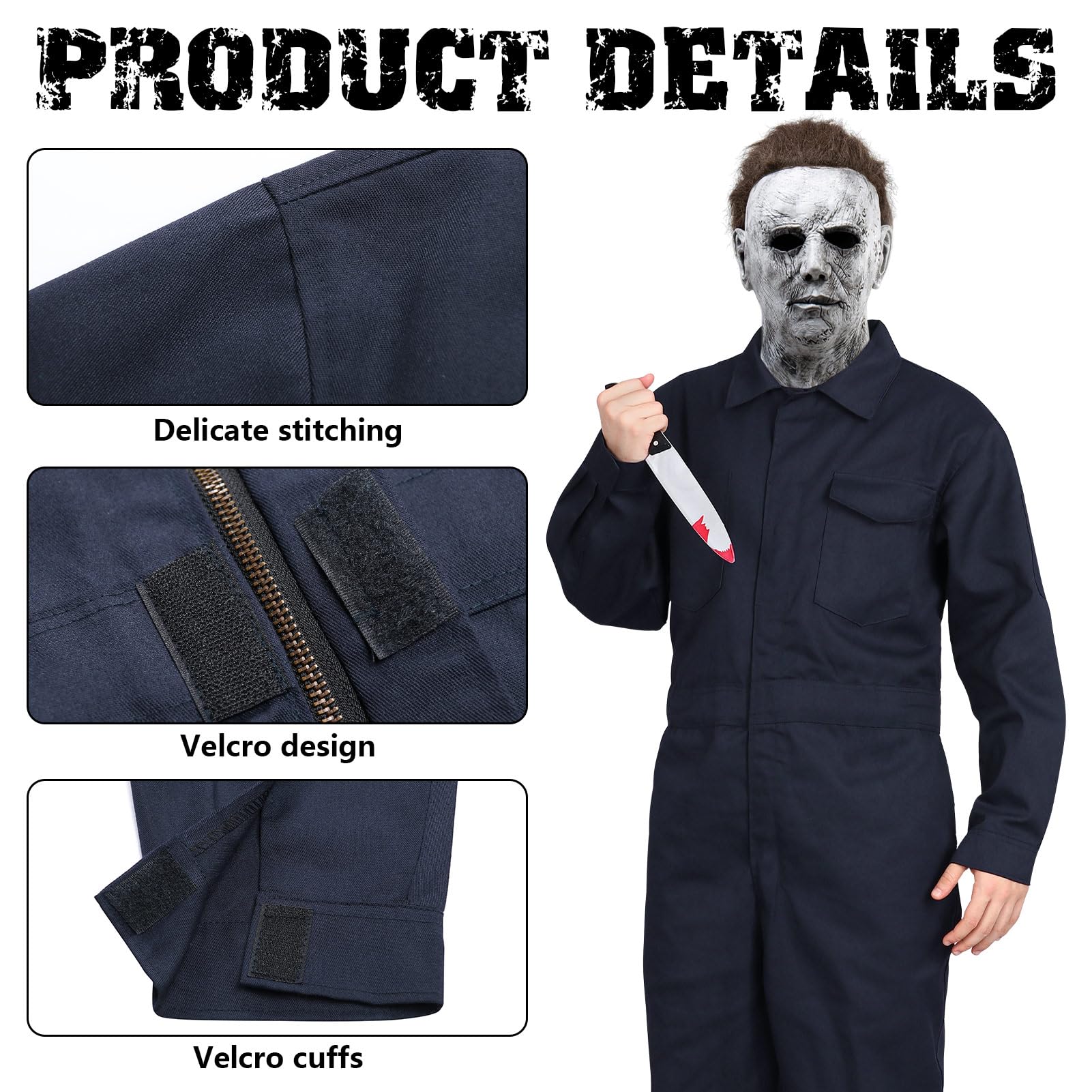 Alaiyaky Halloween Horror Killer Role Play Bodysuit (Style A, M) - Image 4