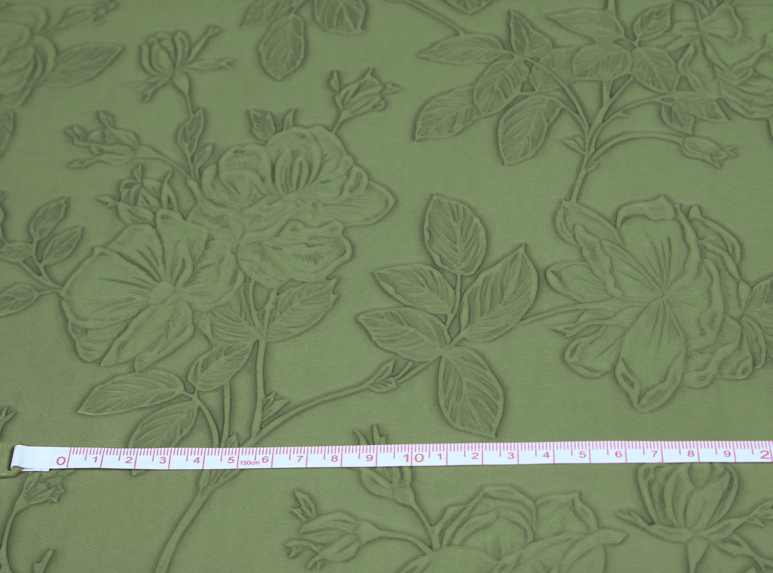 A-Express Floral Faux Leather Fabric, Embossed PU Vinyl Material, 140cm 55" Inches Wide, 430 GSM by The Metre - Image 3