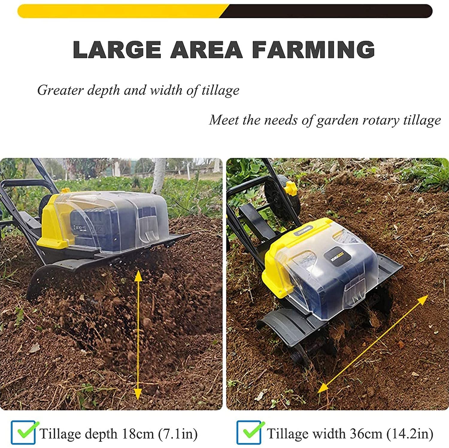 Motobineuse de Jardin, motoculteur électrique, motoculteur/cultivateur électrique sans Fil au Lithium-ION de 14 Pouces, 40 Volts, Batterie 4 Ah et Chargeur Inclus, houe électrique