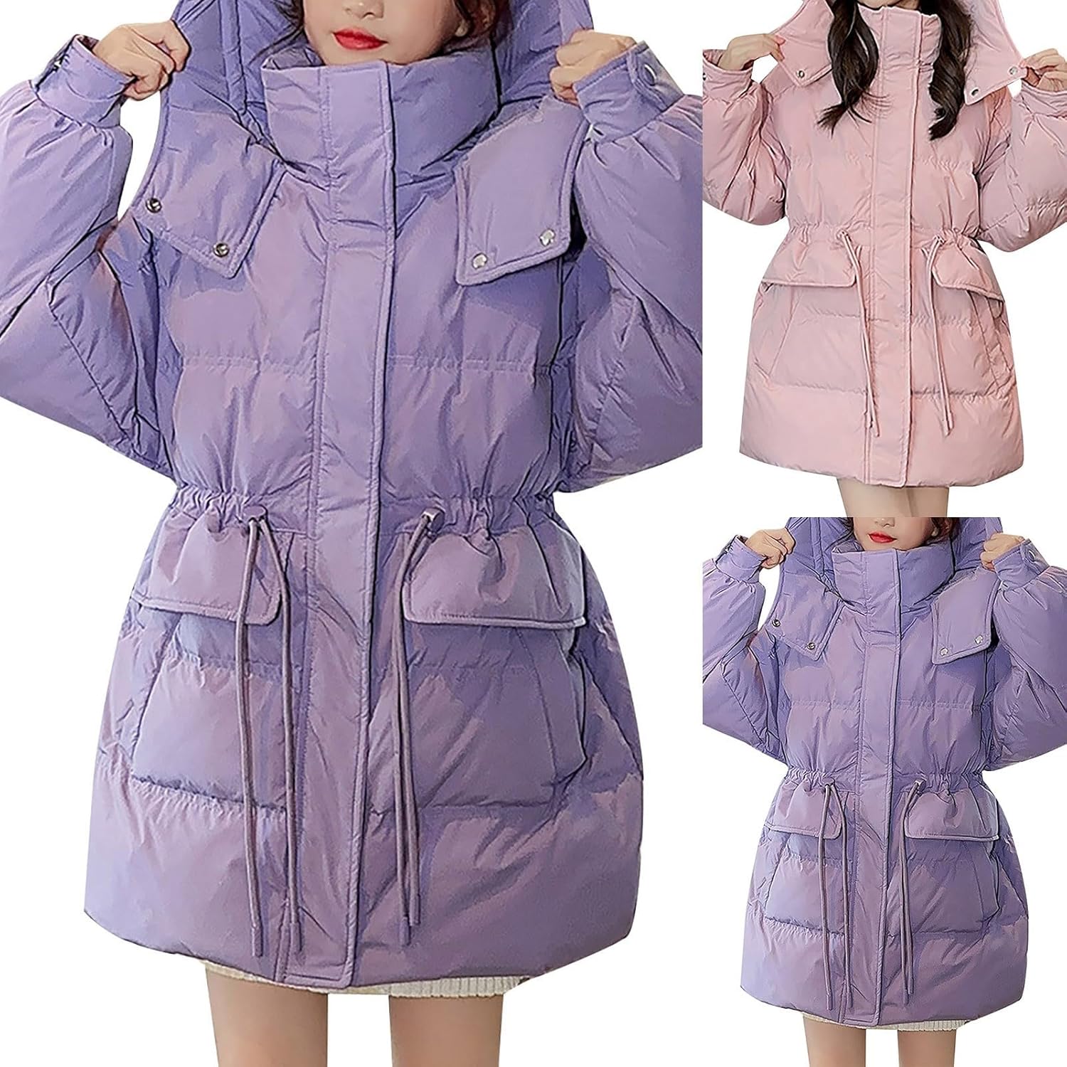 Big Girls Long Puffer Coat Toddler Pocket Winter Down Coat Lightweight Thicken Down Jacket Hooded Outerwear 2-14 Years