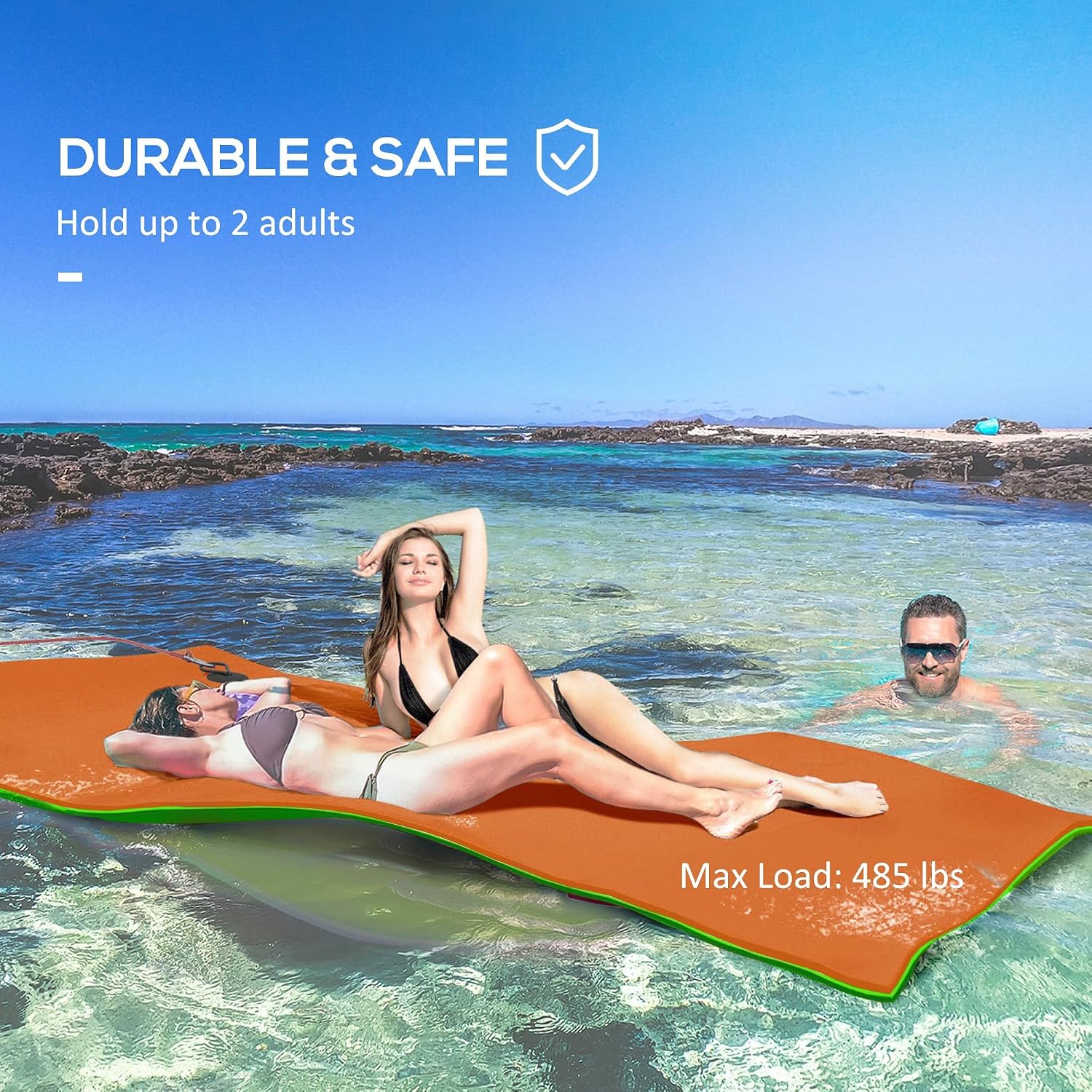 Soozier 9' x 6' Lily Pad Floating Mat for Lake, 3-Layer Tear-Resistant XPE Foam Water Mat for 2 Adults, Floating Water Pad for Lake, Pool, Ocean, Beach, and Boating