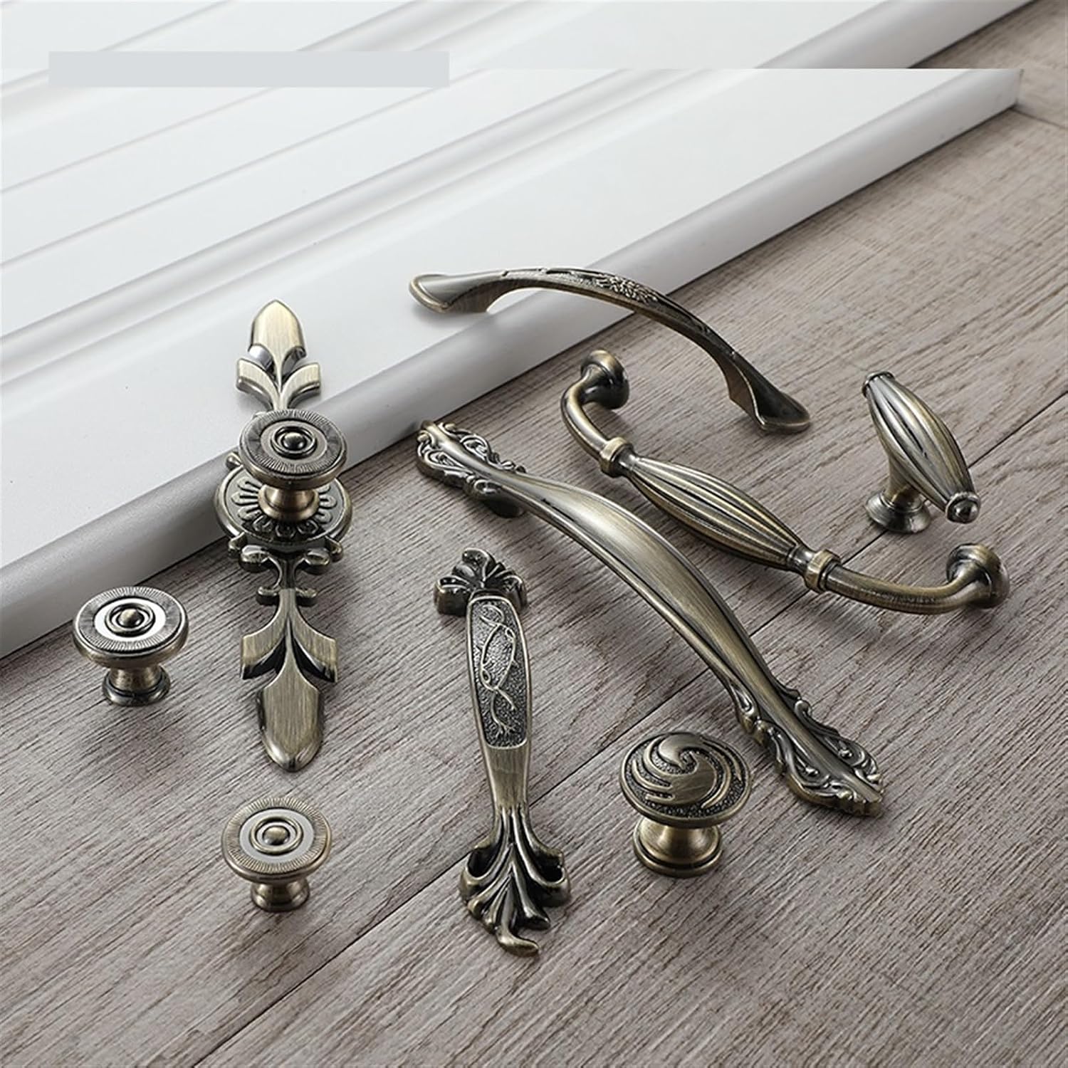 Zinc Alloy Green Bronze Cabinet Handles Door Pulls Drawer Knobs Kitchen Cupboard Handles Furniture Handle Hardwa 1Pcs (Color : 636-128mm)