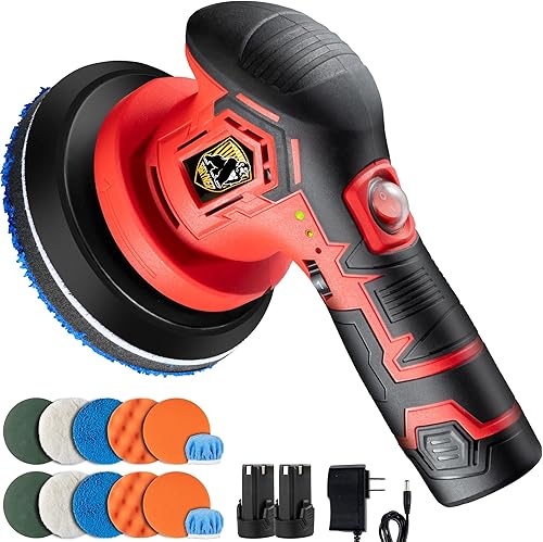 Pulidora inalámbrica de coche con 2 baterías recargables de 12 V, pulidora para detalles de automóviles con 6 velocidades variables para pulidora de