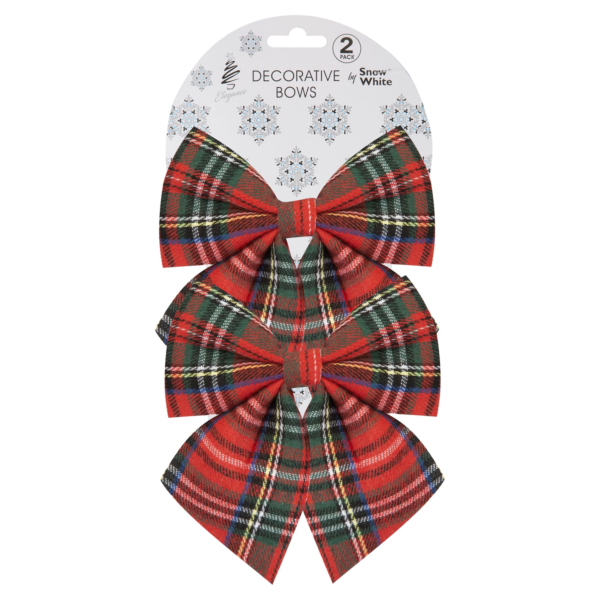 Pms Red/Green Set Of 2 Tartan Bows 12Cm X 13Cm – Traditional And Plaid Fabric Bows – Classic Christmas Decorations For Trees, Wreaths, Garlands, And Festive Displays