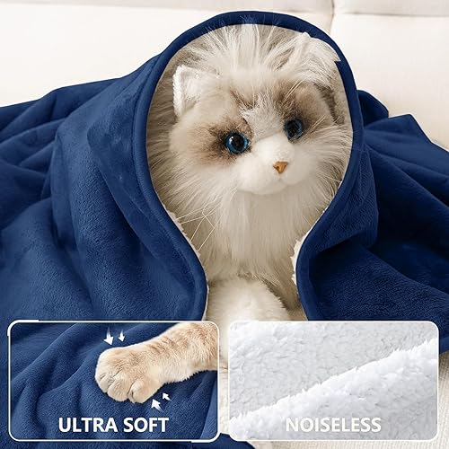 Miniatura 4 de Smiry Manta de cama impermeable para perro, manta a prueba de fugas para cama y sofá, reversible, de forro polar sherpa, funda protectora de muebles