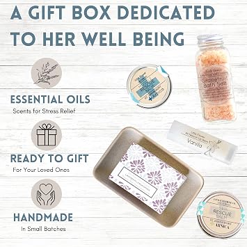 Classic Spa Gift Set for Women Handmade Self Care Gift Box with Natural Bath & Body Essentials Relaxing Holiday Gift for Mom, Sister, Best Friend, or Wife Christmas Spa Gift Basket