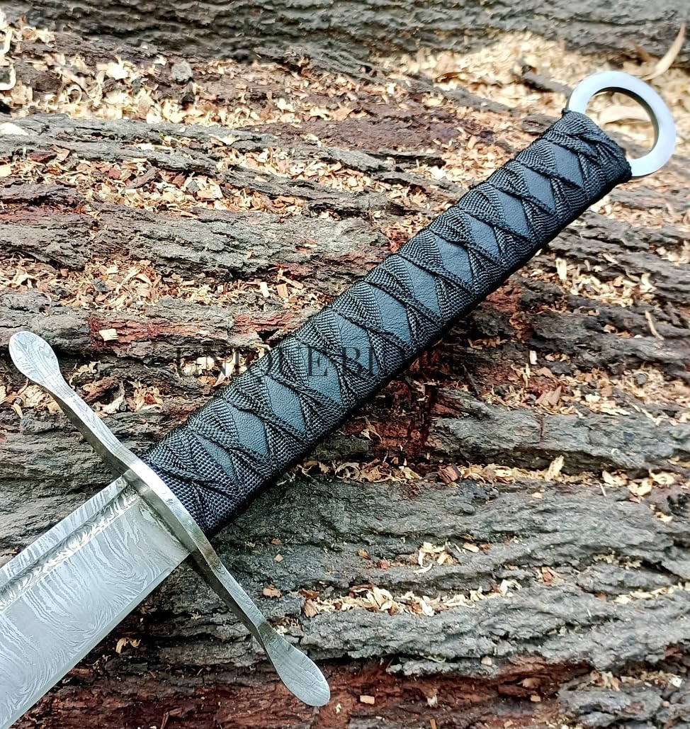 Falchion Sword, Damascus Steel Dadaa Cutlass Sword 30 Inches Long with Sheath Razor Sharpe, Survival Blade, Perfect for Self-Defense, Outdoor Adventures, and Everyday Carry