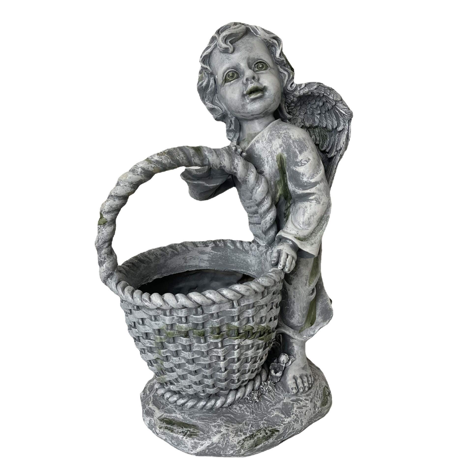 Sculpture d'ange pot de fleur en résine pour décoration extérieure de jardin