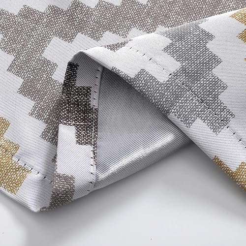 Miniatura 7 de Autumn Dream Cortinas opacas con ojales en la parte superior de Chevron Bohemia para sala de estar, 52 x 63 pulgadas, amarillo, 1 panel