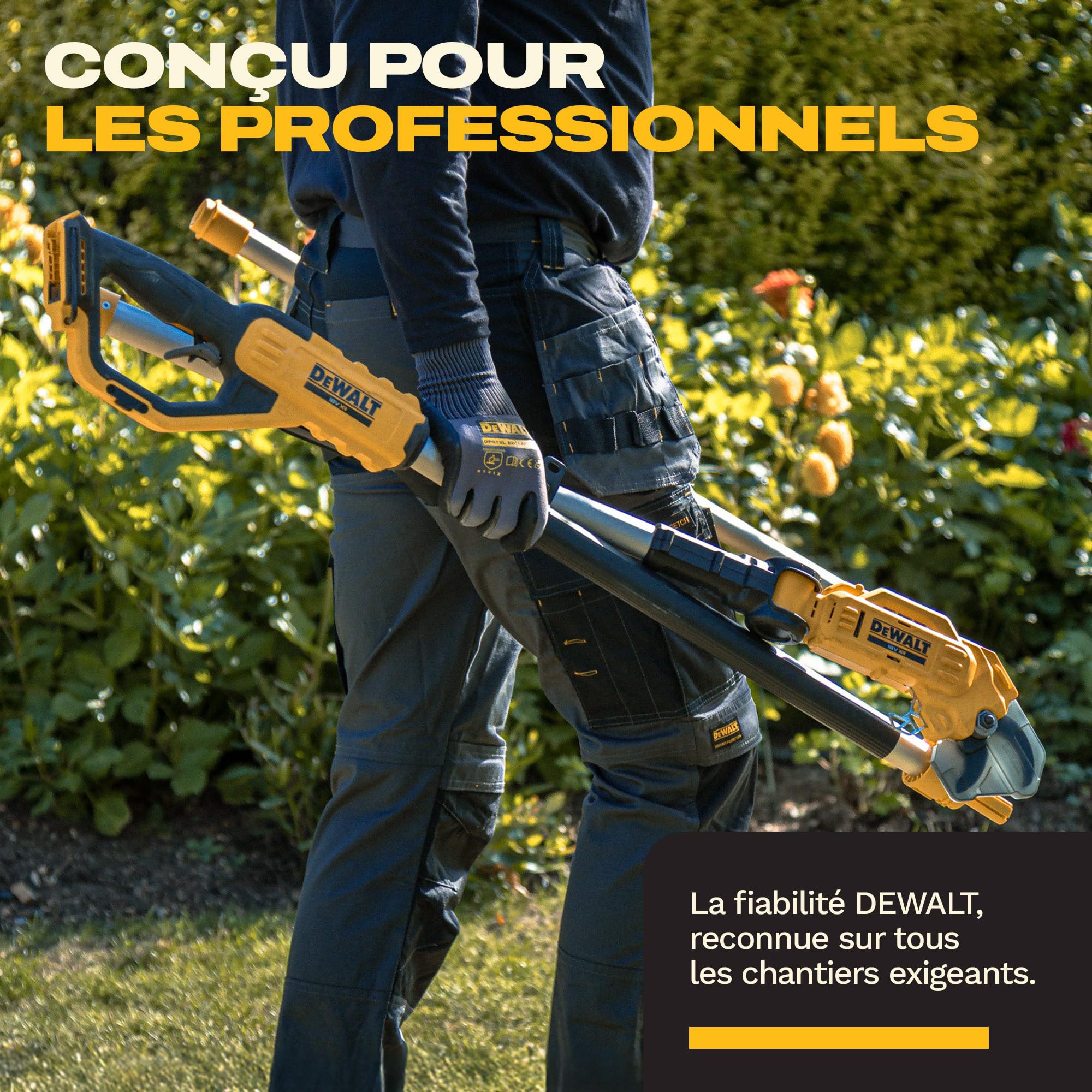 DEWALT 18V XR Élagueuse sur Perche Professionnelle ; Puissance et précision pour la coupe des branches en hauteur, Outil seul, DCMPP569N-XJ