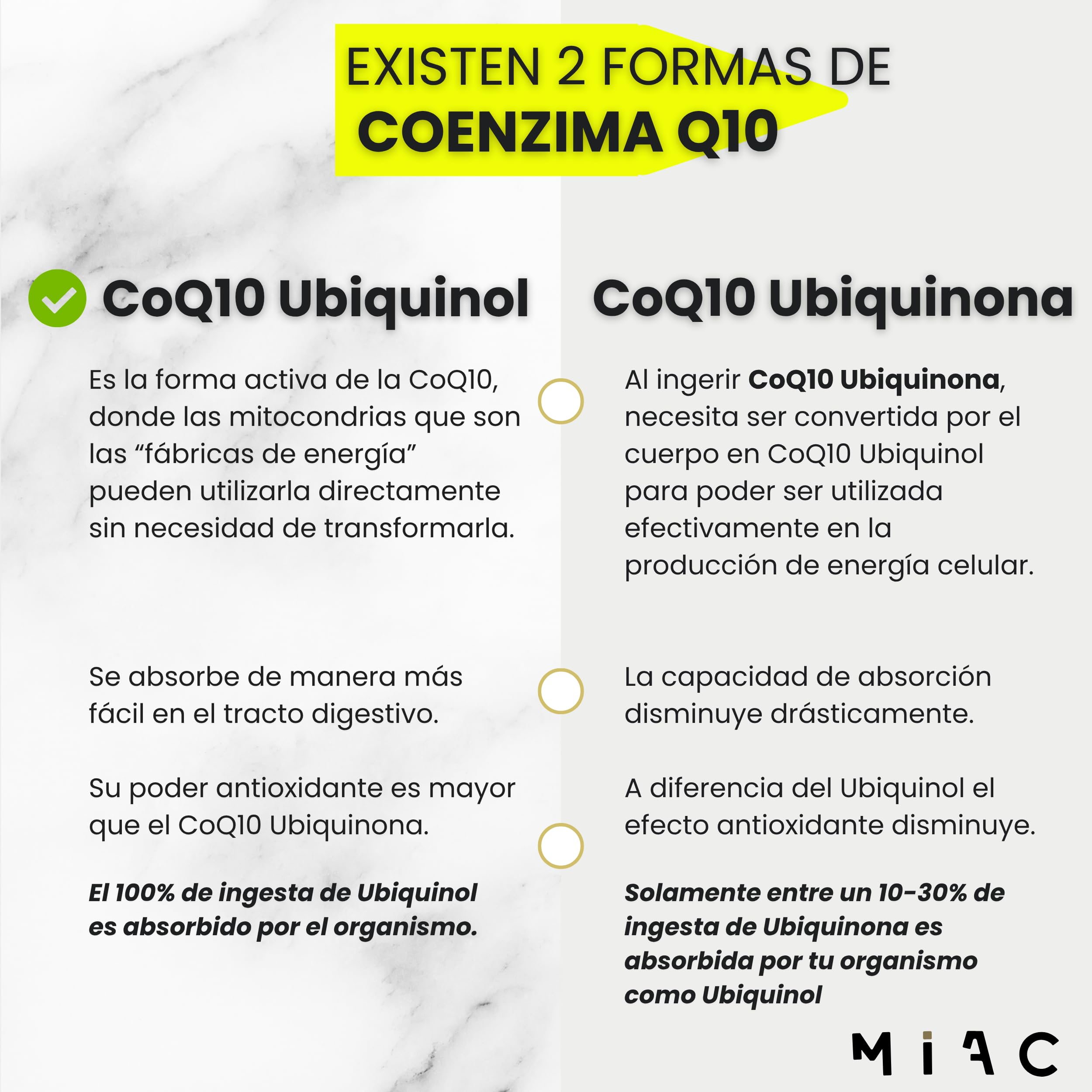 Ubiquinol Kaneka 100 mg | Coenzima Q10 con Ubiquinol Kaneka | Potente fórmula con CoQ10 para energía celular, salud cardiovascular y función cognitiva | Vegano/Sin Gluten
