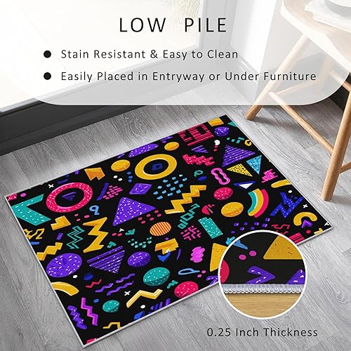 Miniatura 62 de Alfombra retro de los años 70, alfombras de área de 6 x 8 pies, patrón geométrico moderno de mediados de siglo, para sala de estar, dormitorio,