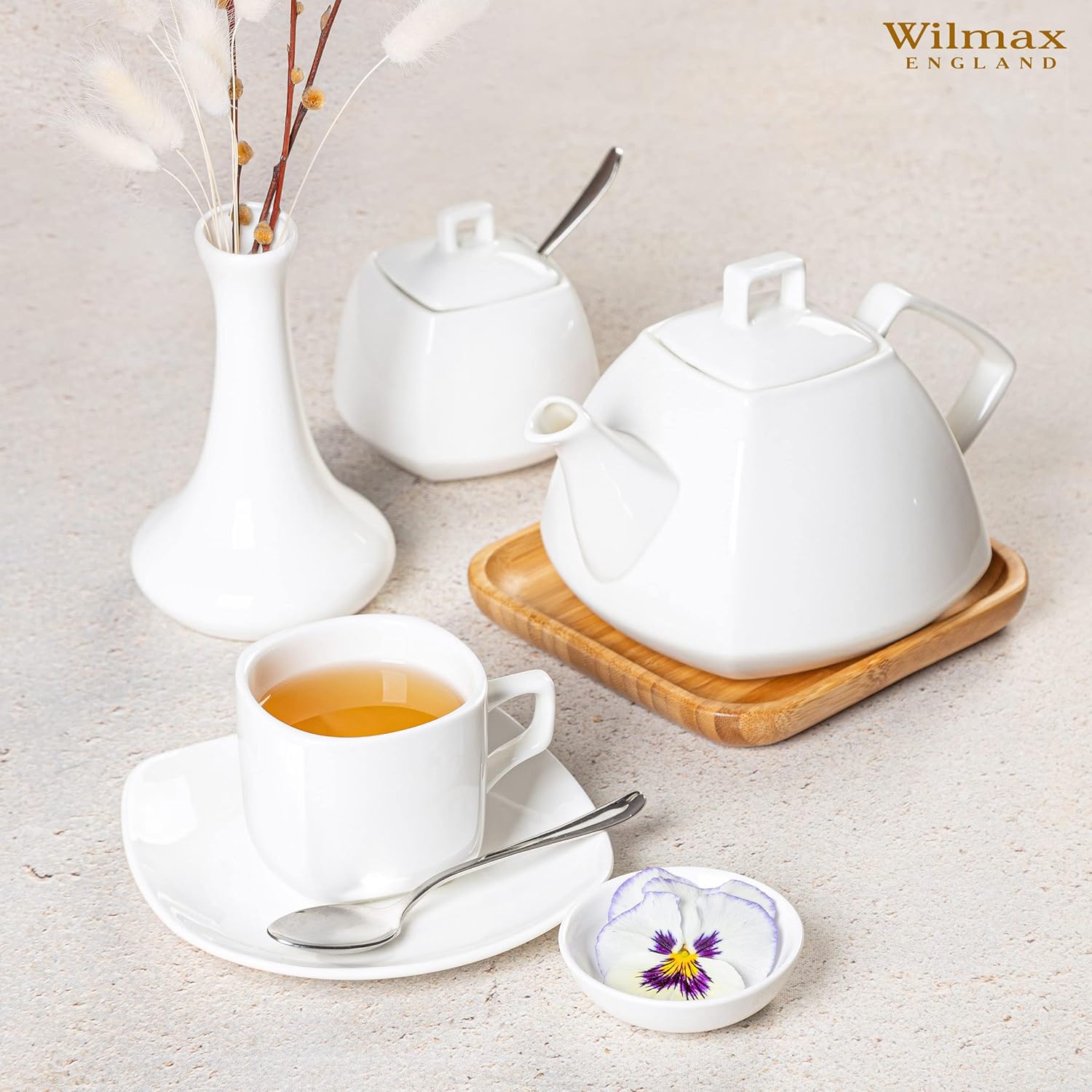 Wilmax WL-995028/2C Porcelain Sugar Bowl and Milk Jug Set, White, 2 Pieces