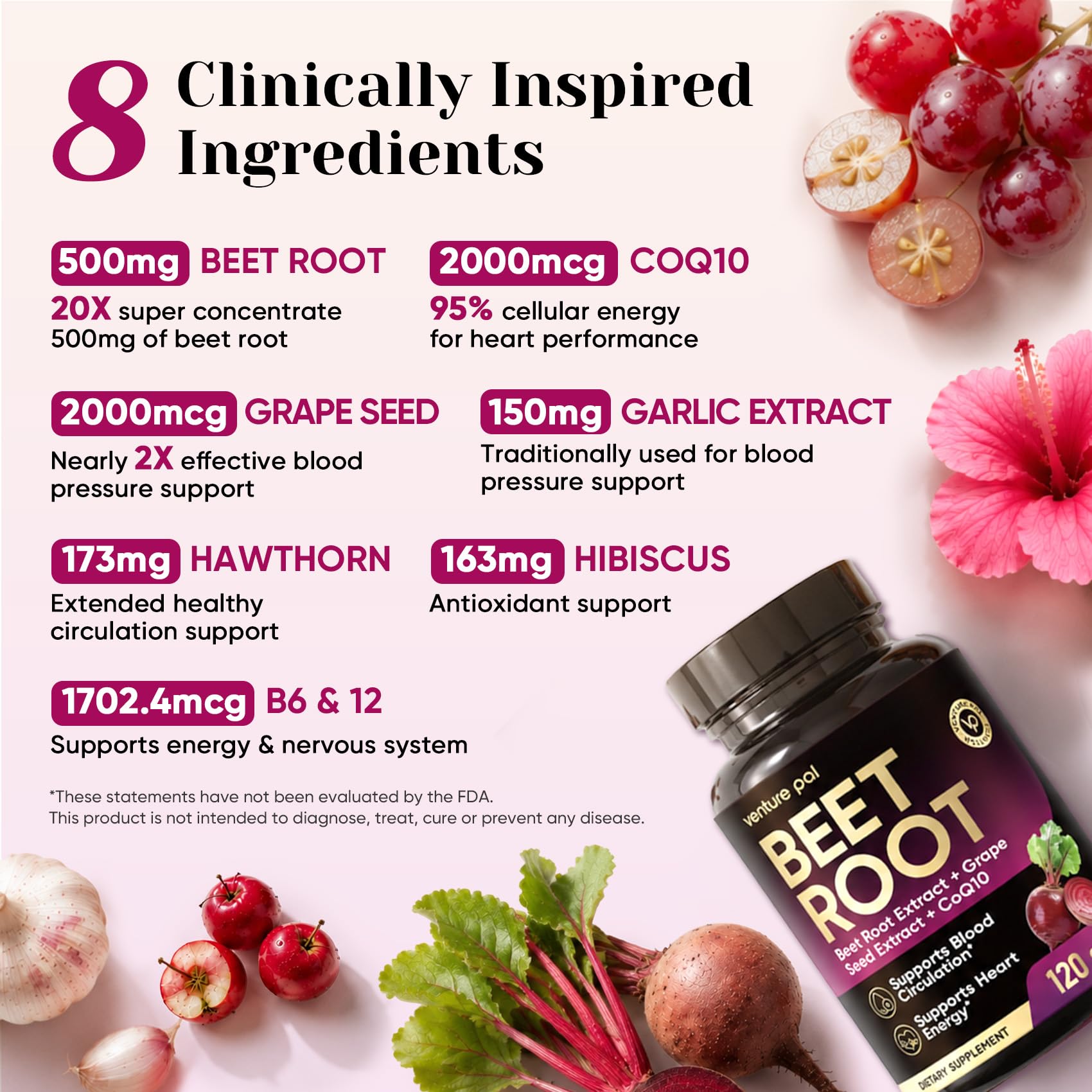 8 in 1 Beet Root Capsules for Healthy Blood Pressure Supplement - 120 Caps — Amazon image 4