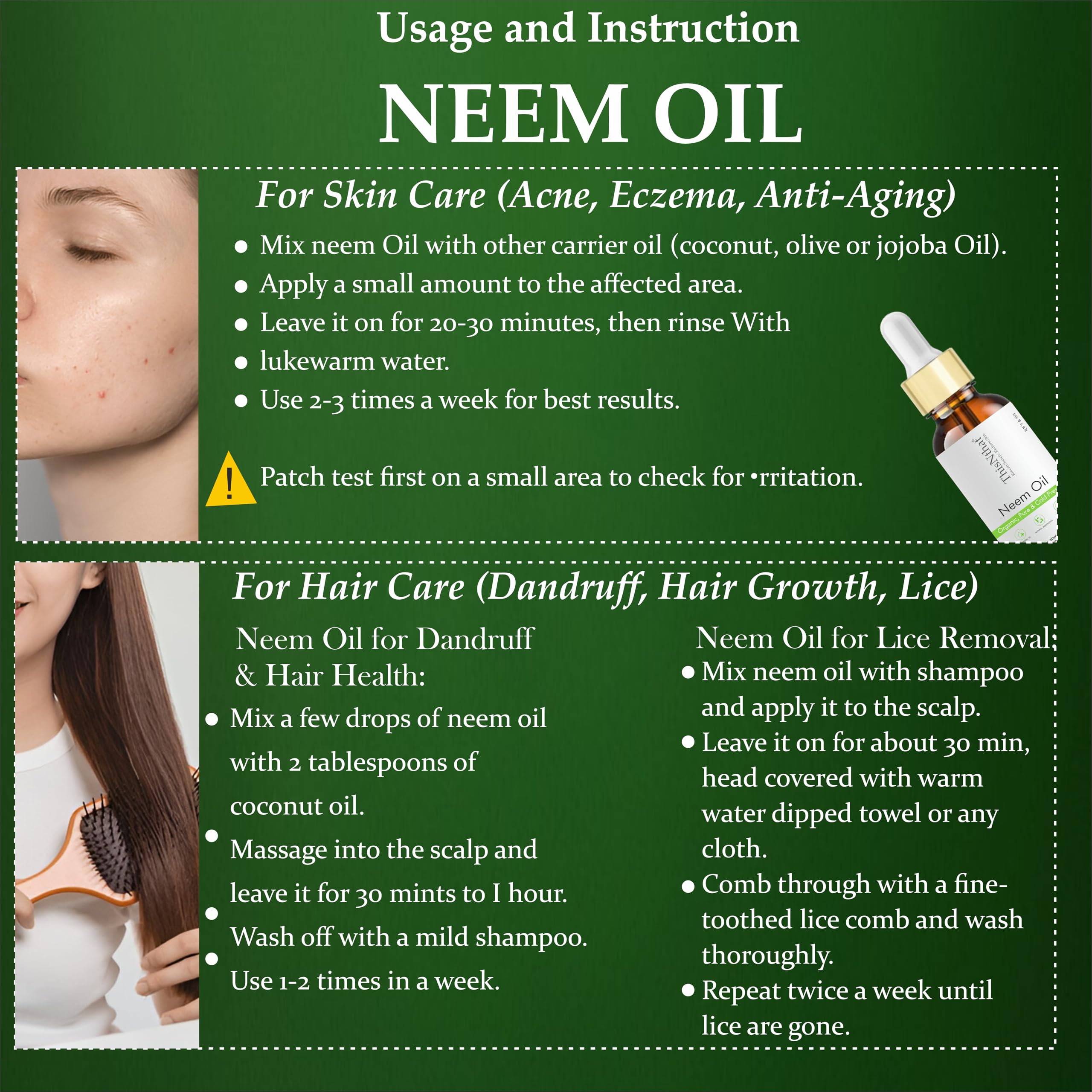 ThisNthat Neem Oil 30ml β 100% Pure & Cold Pressed | For Skin, Hair, Acne, Dandruff, Lice, Scalp & Nails | Natural Antifungal & Antibacterial Ayurvedic Oil with Dropper 1