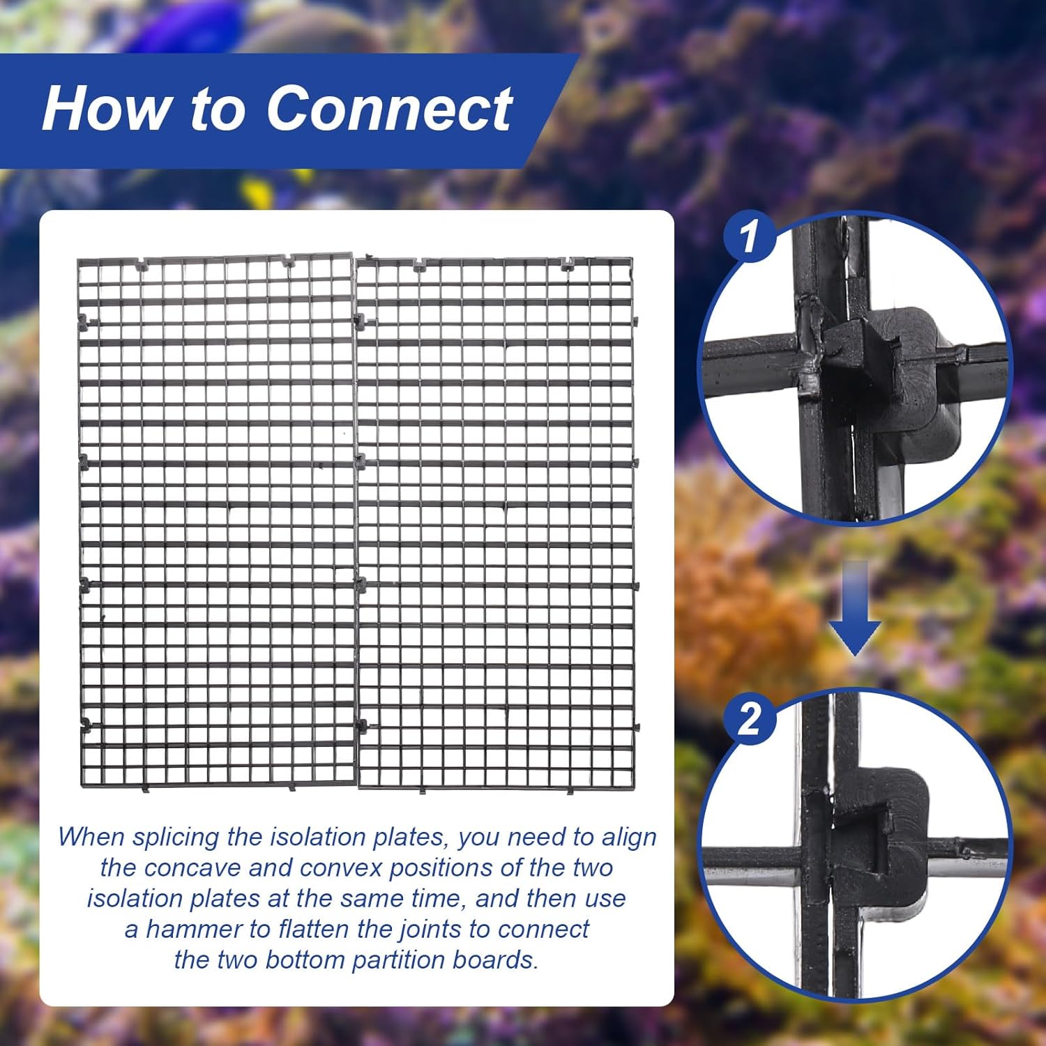 uxcell 8Pcs Aquarium Fish Tank Divider, 12x12 Inch Plastic Egg Crate Light Diffuser Grid Filter Bottom Partition Separator with Sucker Clips and Suction Cups for Aquarium, Black