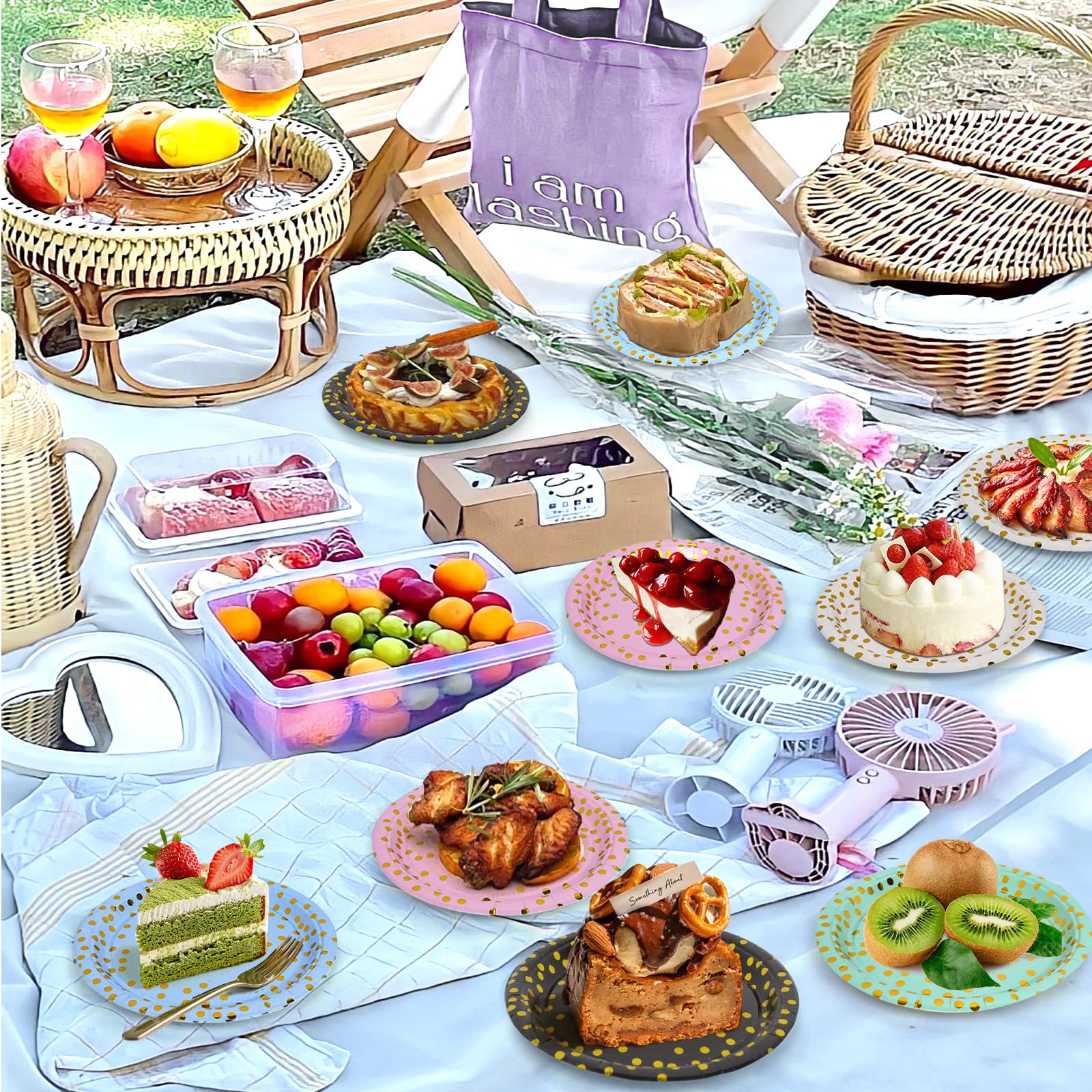 IZoeL 60 Pcs Assiette Jetable Table Pour Fête Anniire Rose Gold 9 In Assiettes De Table Jetable