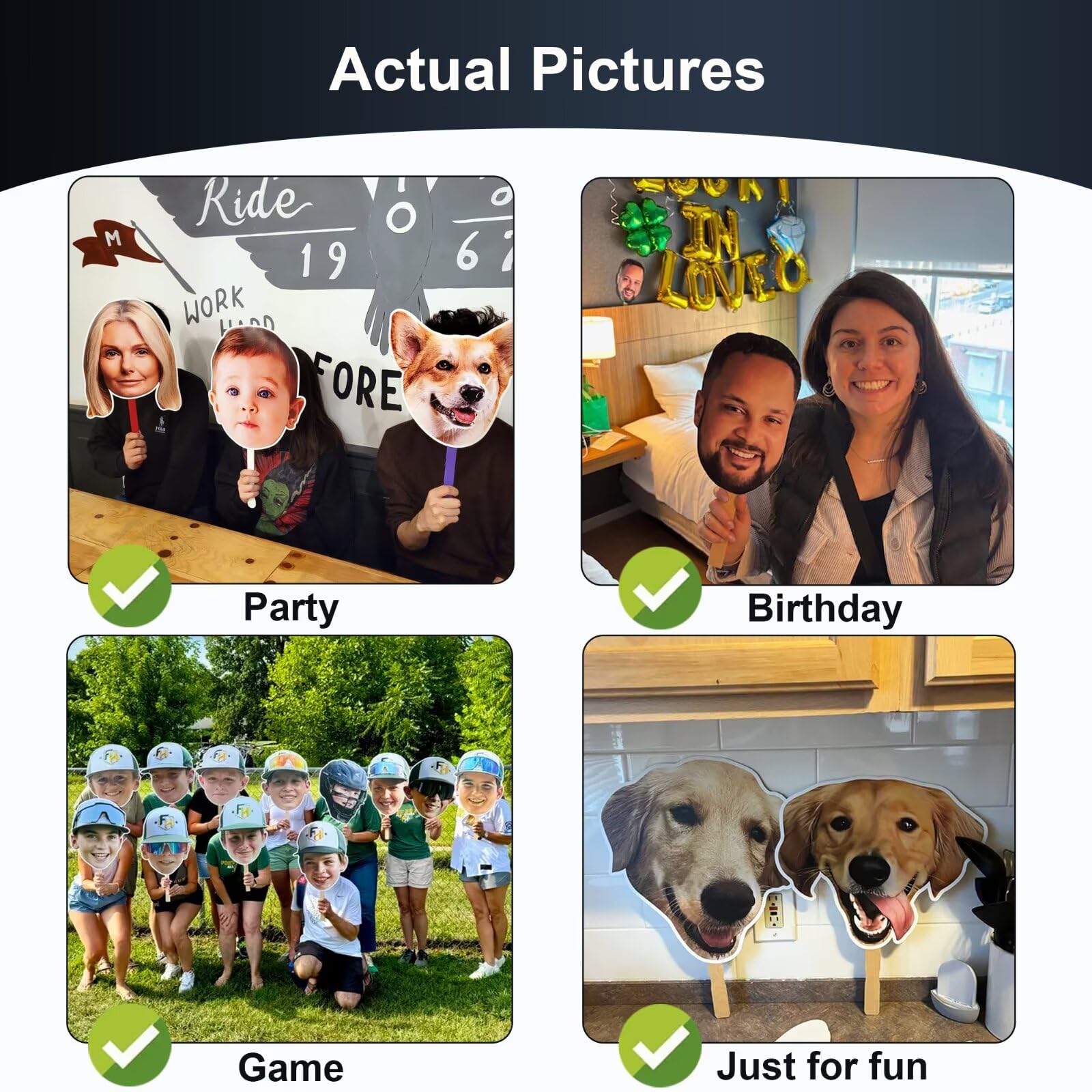 Custom Face on Stick, Personalized Cutout Big Head Stick, Upload Your Photo, 9 Size Options, 6